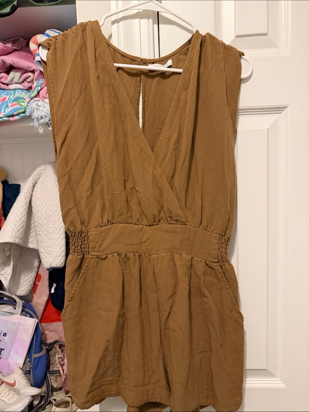 Z Supply Brown Sleeveless V-Neck Romper